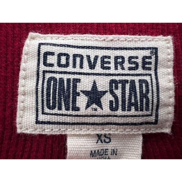 Converse One Star Womans Button Up Long Sleeve Shirt Red XS - Picture 4 of 5